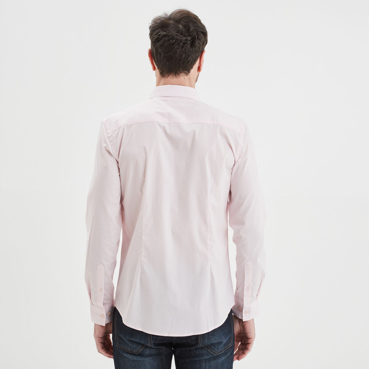 Chemise effet stretch manches longues rose clair homme