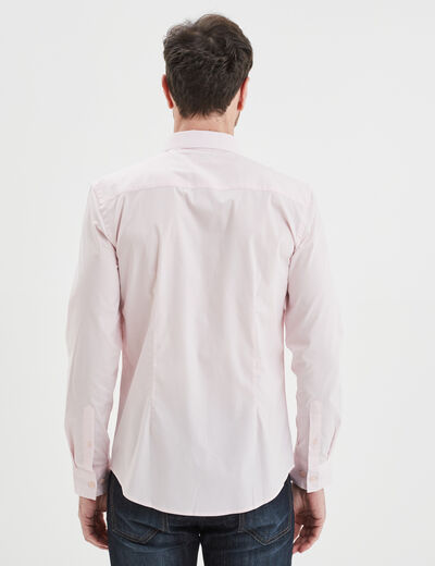 Chemise effet stretch manches longues rose clair homme