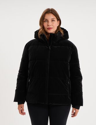 Doudoune zipp&eacute;e &agrave; capuche noir femme grande taille