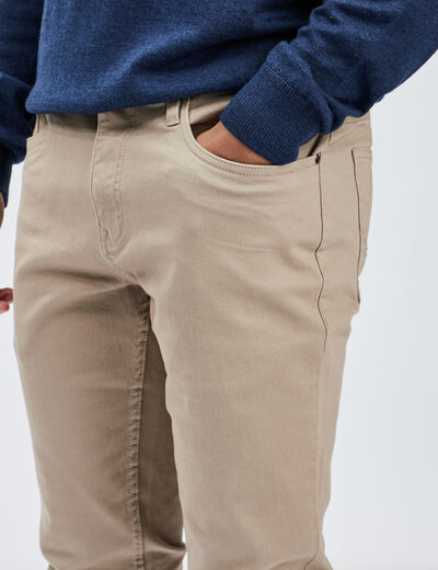 Pantalon droit en coton stretch sable homme