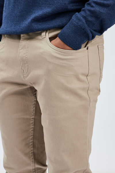 Pantalon droit en coton stretch sable homme