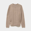 Pull col rond manches longues beige homme