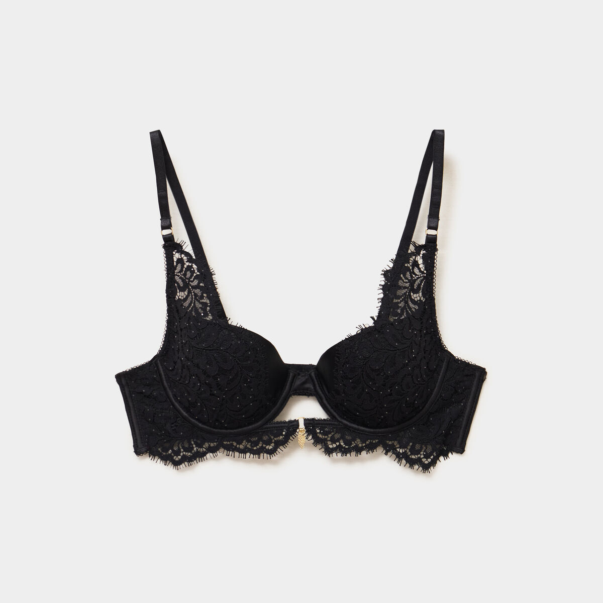 Soutien-gorge foulard dentelle et strass noir femme