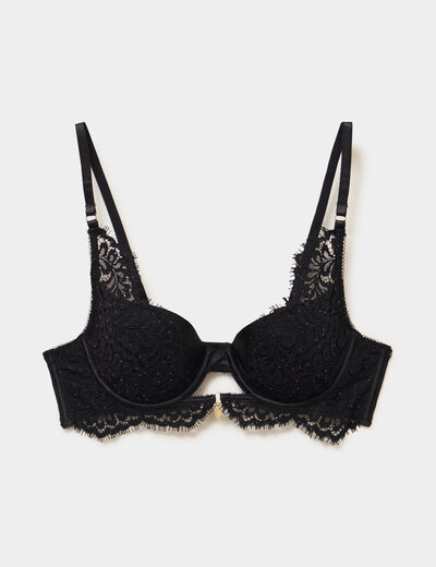 Soutien-gorge foulard dentelle et strass noir femme