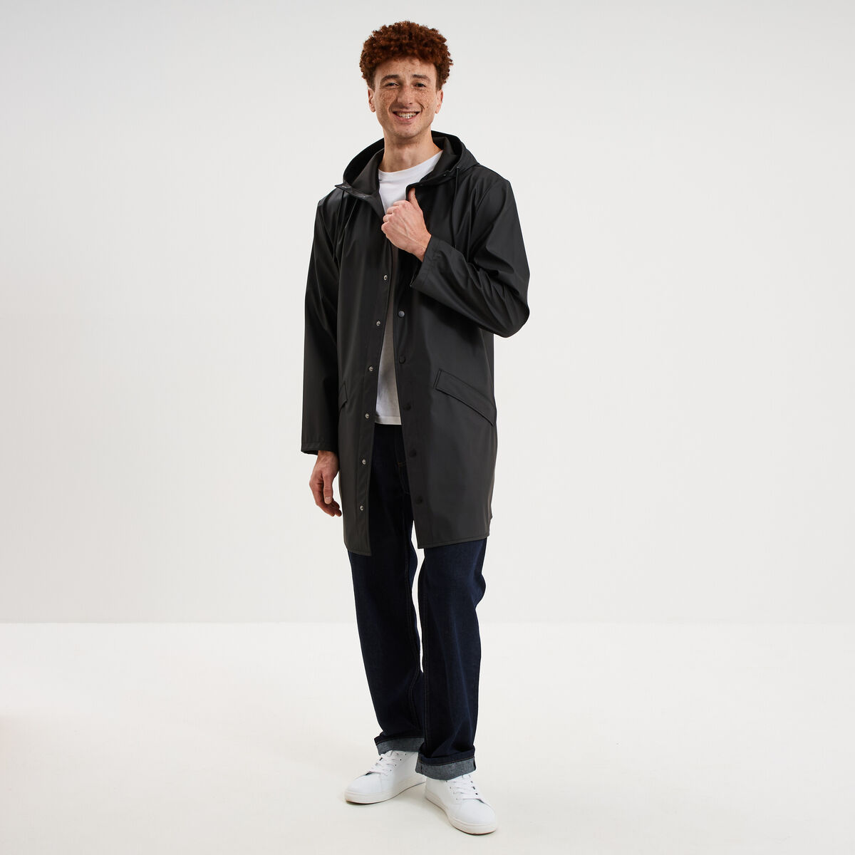 Parka imperm&eacute;able coupe-vent &agrave; capuche noir homme