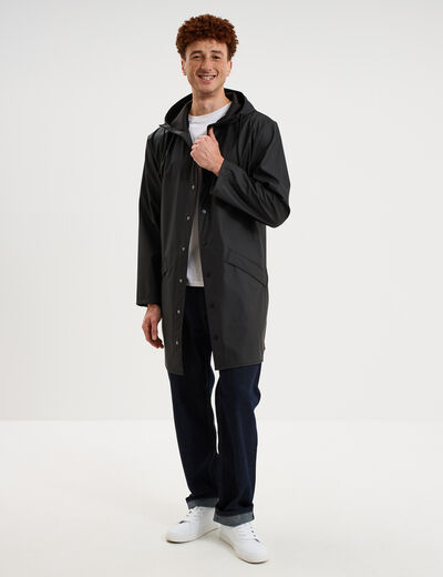 Parka imperm&eacute;able coupe-vent &agrave; capuche noir homme
