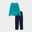 Ensemble pyjama pantalon 2 pi&egrave;ces coton vert gar&ccedil;on