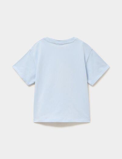 T-shirt col rond coton Les Sisters bleu ciel fille