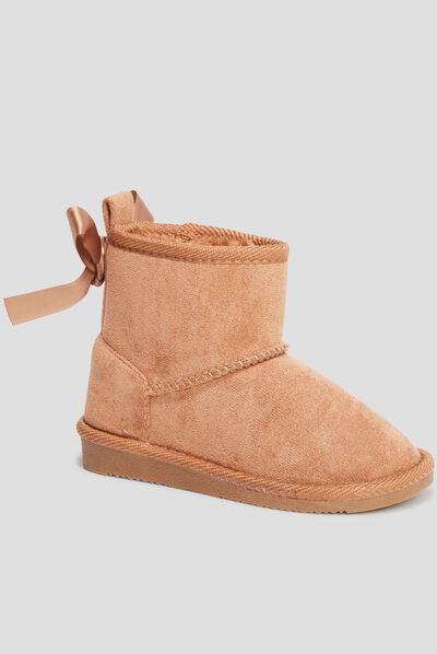 Bottines fourrées avec noeud camel fille