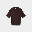 Pull col polo manches courtes marron fonc&eacute; femme
