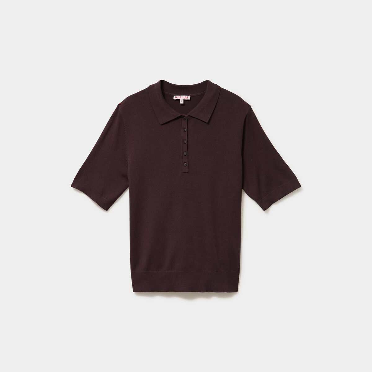Pull col polo manches courtes marron fonc&eacute; femme