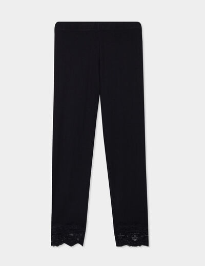 Legging 7/8ème avec dentelle noir femme