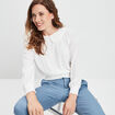 Blouse smocké col claudine ivoire femme