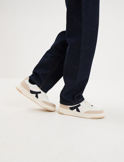 Tennis basses &agrave; lacets semelle plate bleu marine homme