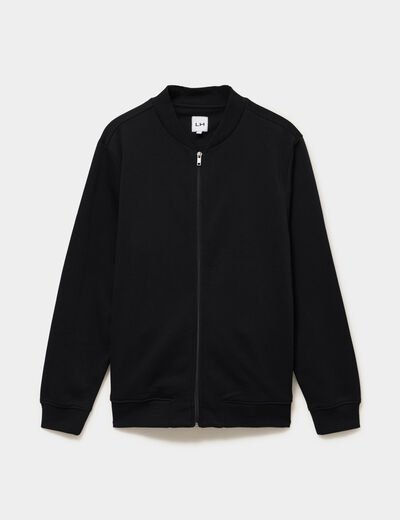 Gilet molletonn&eacute; zipp&eacute; col teddy noir homme
