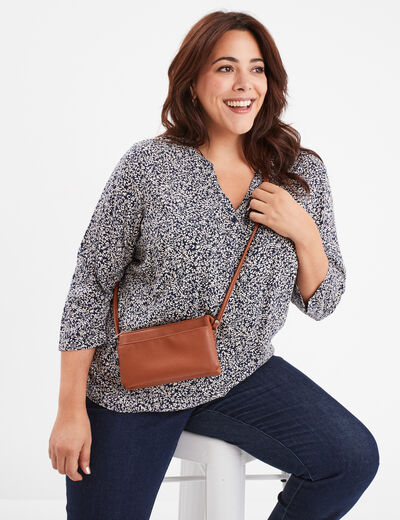 Sac en bandoulière zippé marron cognac femme