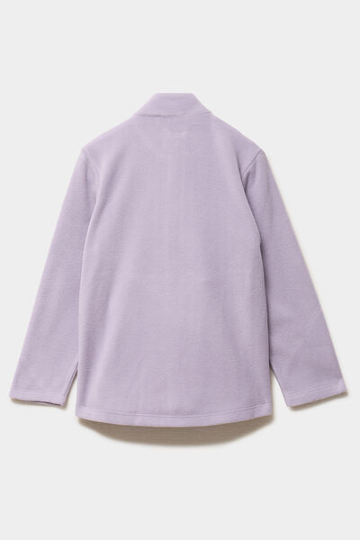 Gilet effet polaire zipp&eacute; col montant mauve fille