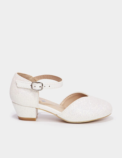 Babies à talons paillettes blanc fille