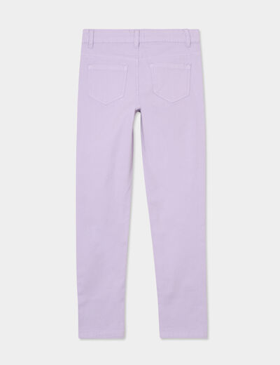 Pantalon skinny 5 poches coton mauve fille