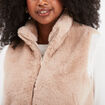 Veste fausse fourrure fermeture à zip beige femme