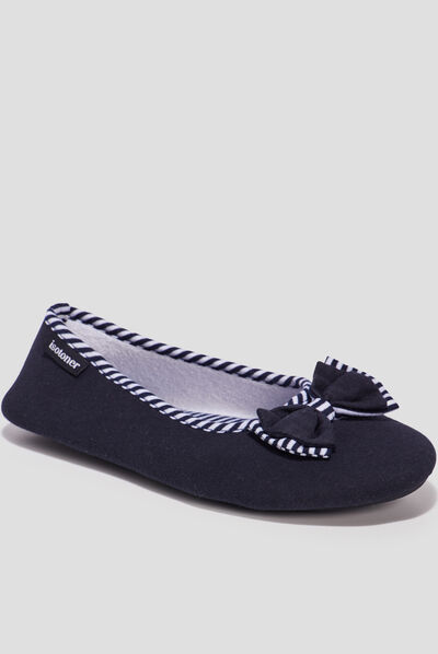 Chaussons ballerines Isotoner bleu marine femme