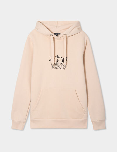 Sweat hoodie 1 poche Le Roi lion sable femme