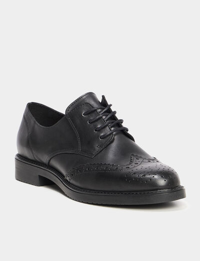 Derbies à lacets en cuir noir femme