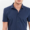 Chemise manches courtes coton bleu marine homme