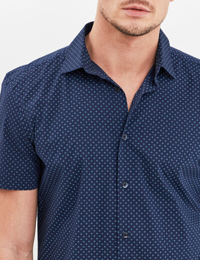 Chemise manches courtes coton bleu marine homme