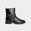 Bottines à semelle crantée talons plats noir femme