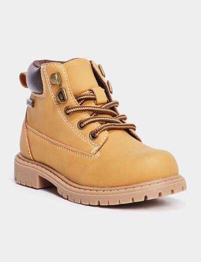 Boots crantées zippées Trappeur jaune garçon