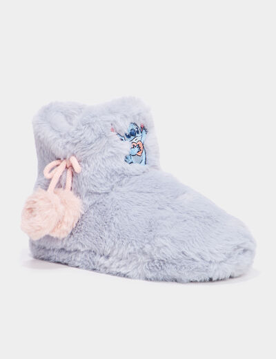 Chaussons fausse fourrure Stitch bleu femme