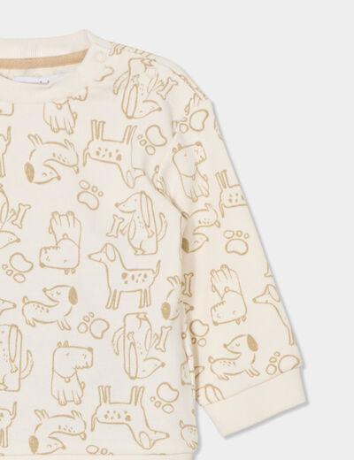 Ensemble 2 pièces sweat pantalon jogging ecru bébé garçon