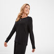 Pull col rond manches longues noir femme
