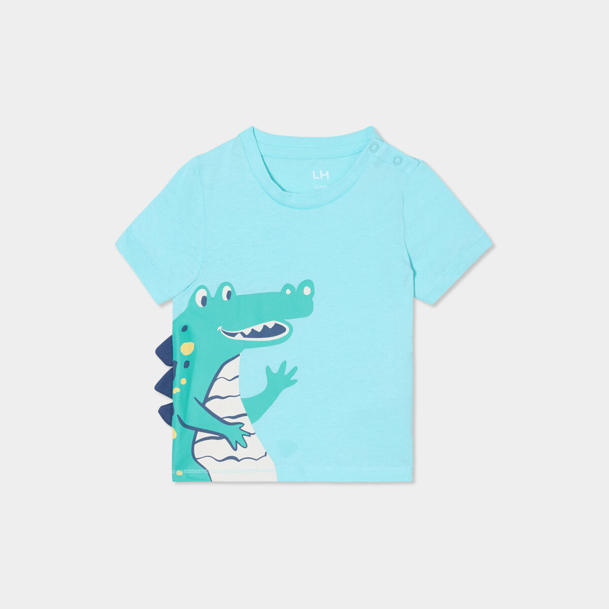 T-shirt manches courtes col rond coton bleu turquoise bébé garçon