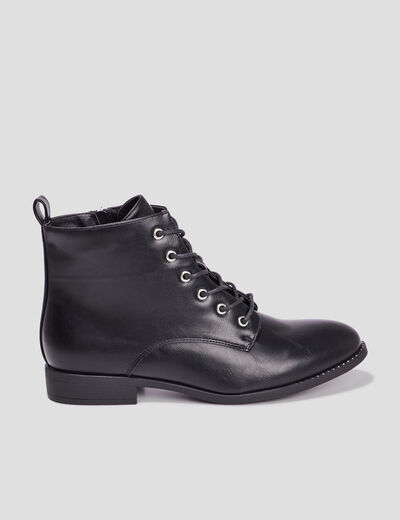 Bottines zippées à lacets noir femme