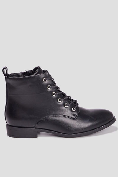 Bottines zippées à lacets noir femme