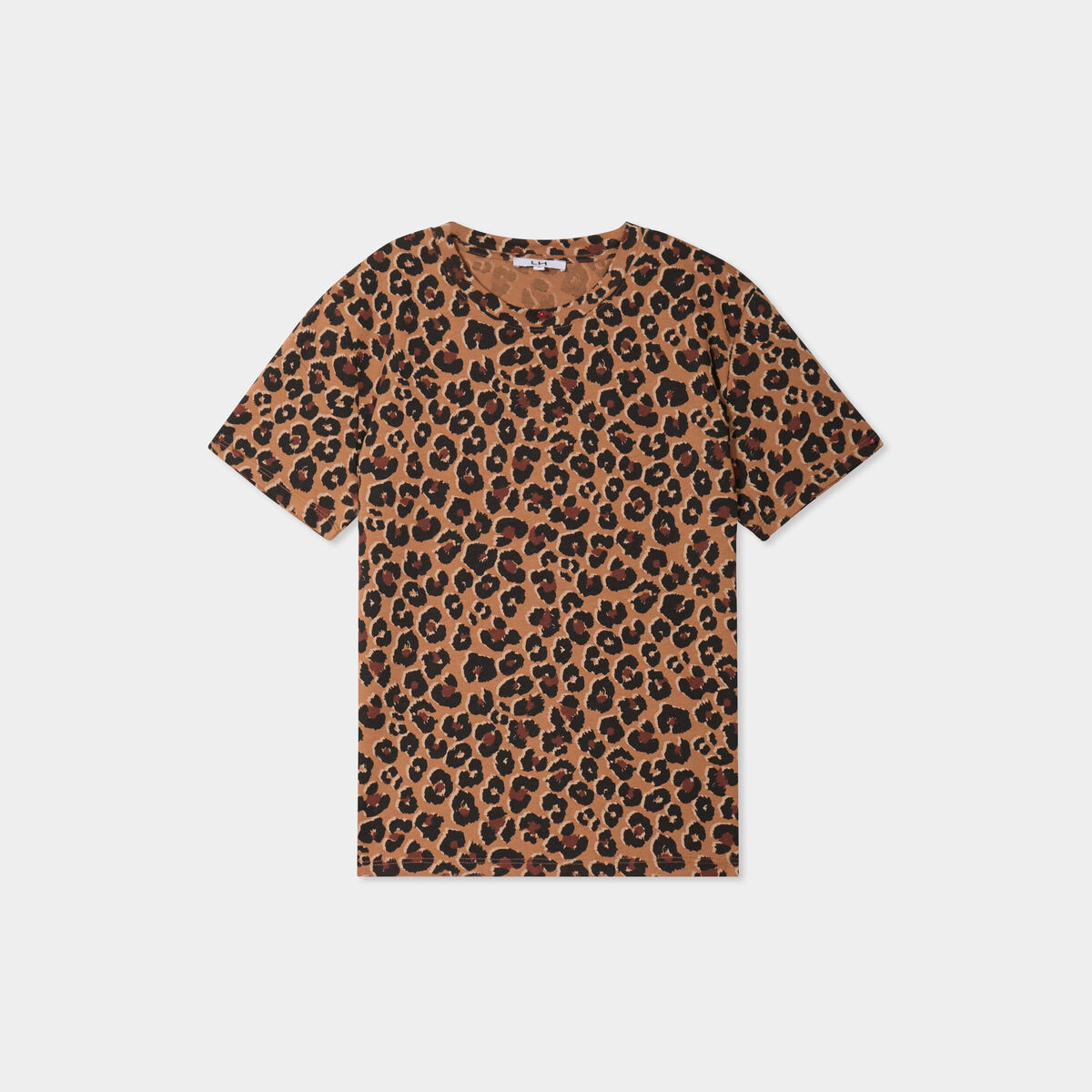 T-shirt coton col rond manches courtes camel femme