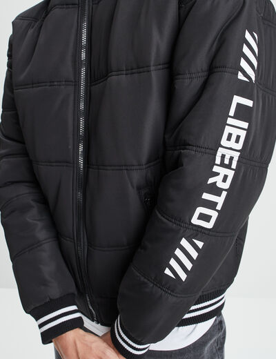 Doudoune doublée droite à capuche noir homme