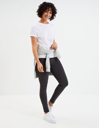 Legging taille élastiquée gris foncé femme