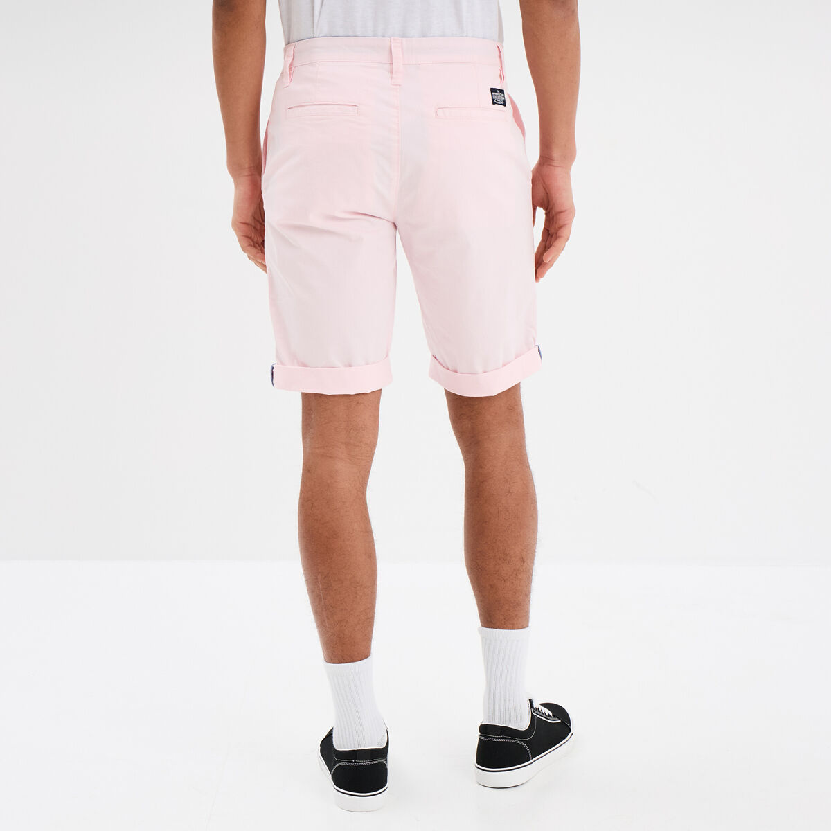 Bermuda short chino straight stretch rose homme