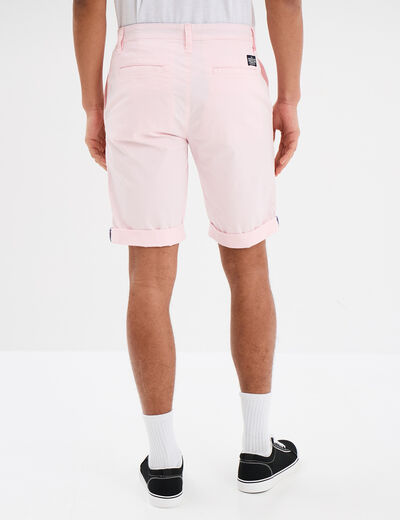 Bermuda short chino straight stretch rose homme
