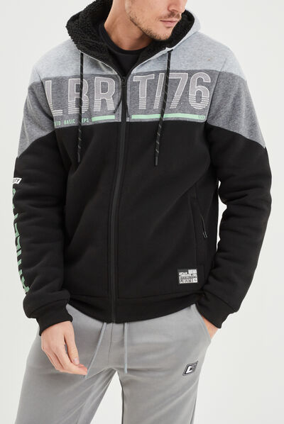 Sweat hoodie zippé à capuche Liberto noir homme