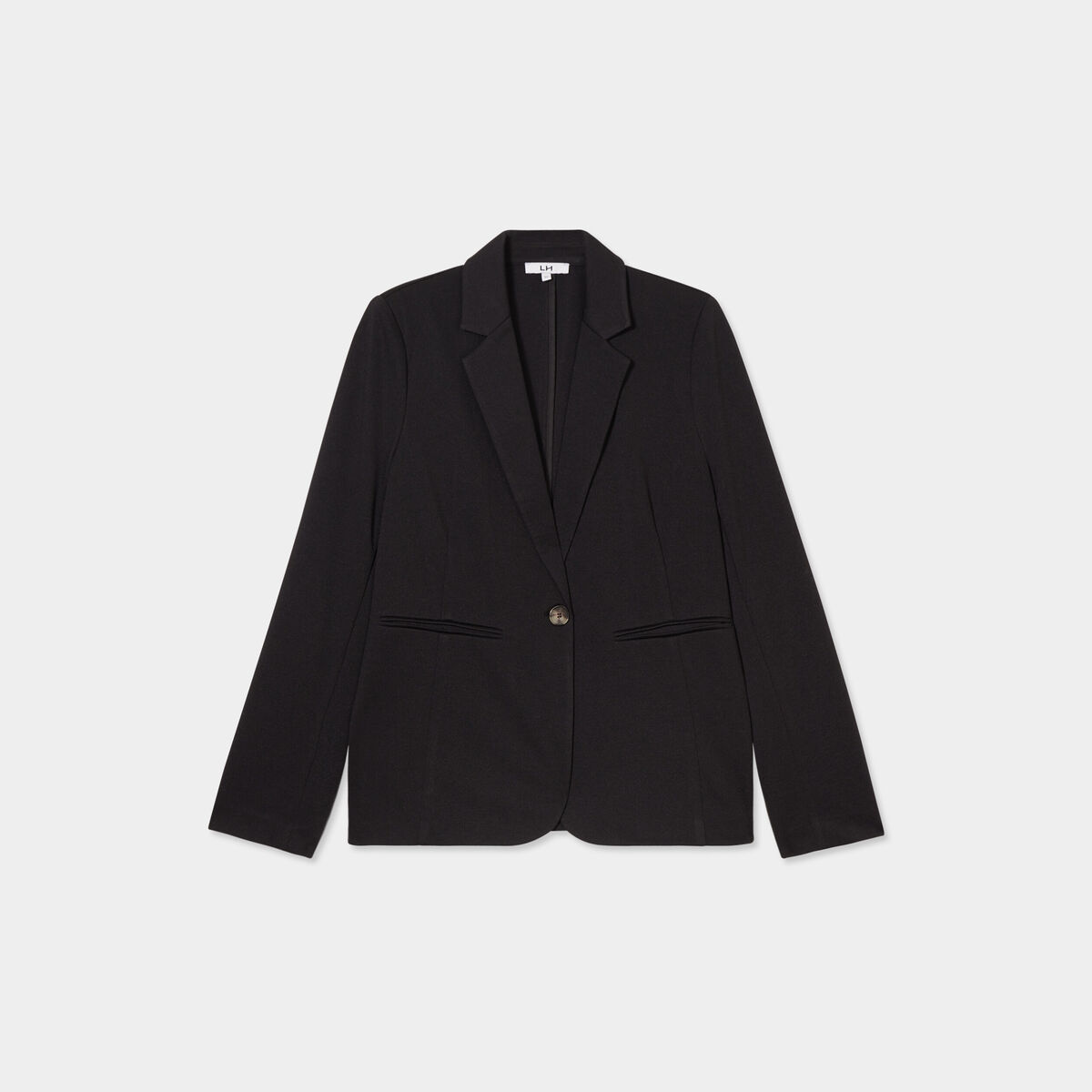 Veste blazer droite boutonn&eacute;e 2 poches noir femme