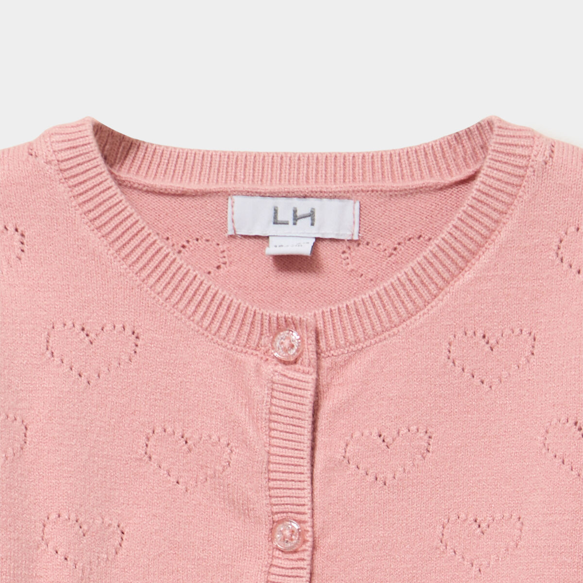 Gilet manches longues boutonn&eacute; rose poudr&eacute;e b&eacute;b&eacute; fille