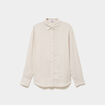 Chemise oversize lin m&eacute;lang&eacute; beige femme