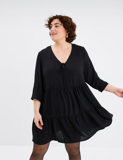Robe fluide col en V noeud noir femme grande taille