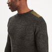Pull col rond manches longues Liberto vert kaki homme