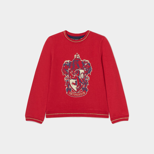 Sweat col rond coton Harry Potter bordeaux fille