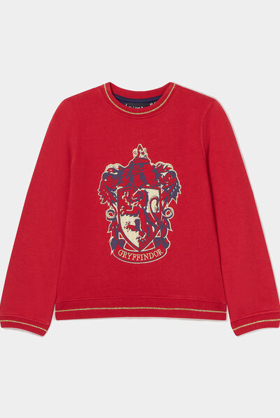 Sweat col rond coton Harry Potter bordeaux fille